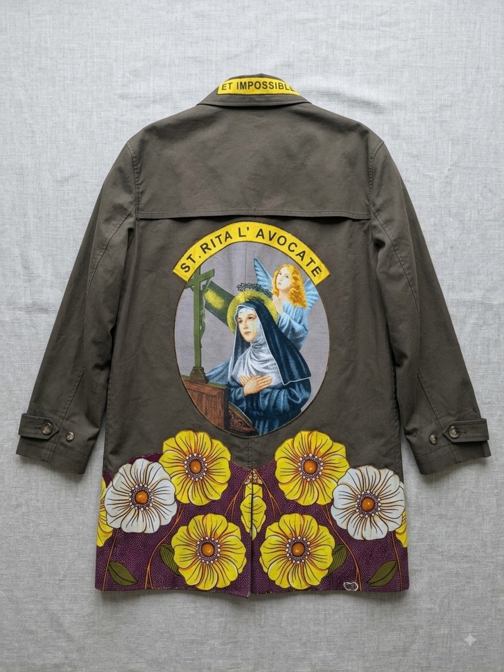 Upcycled Custom Patchwork Trench Coat Boho Whimsigoth Wearable Art Unisex